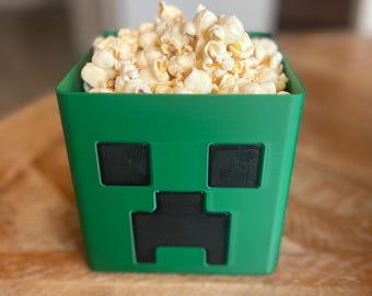 Mine Crafting Gaming Inspired Container I Mining Popcorn Bucket I Videogame Vase Storage Container I Creeper Inspired Box I Birthday Gift