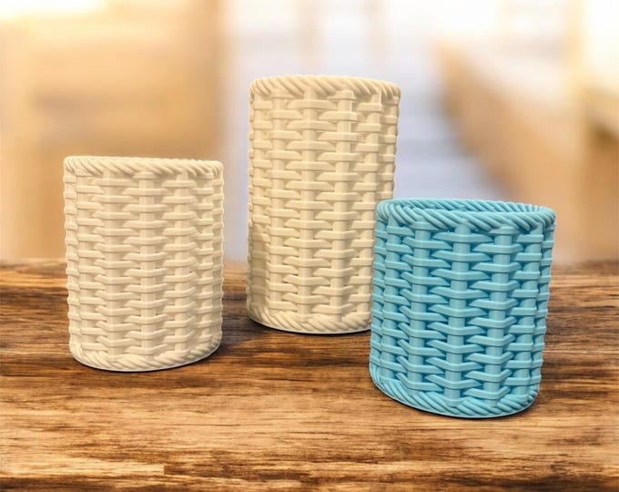 Woven Pencil Utensil Holder I 3 Sizes I Office Supplies I Desk Organizer I Many Colors I Kitchen Organizer I Birthday Gift I Christmas Gift