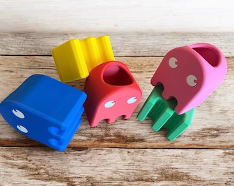 Pac Man Inspired Multi-Purpose Holder I Desktop Pencil Pen Toothbrush Holder I Retro Gaming Faux Planter I Home Decor I Birthday Gift