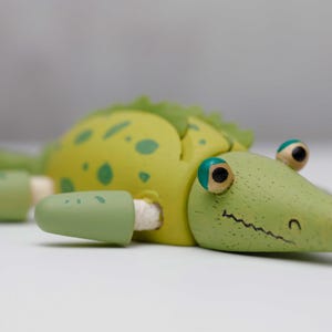 6" wide - Hand painted colorful alligator figurine