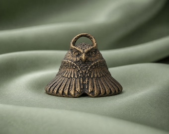 Brass Owl Bell Figurine with Hidden Mouse Clapper, Mini Bird Statue, Vintage Witchy Altar Chime