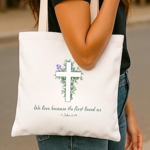 Bible Verse Tote Bag, Inspirational Bag, Christian Shoulder Bag, Religious Canvas Tote, Scripture Quote Purse