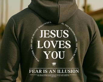 Sudadera con capucha "Jesús te ama" / Ropa cristiana unisex / Ropa minimalista con versículos bíblicos