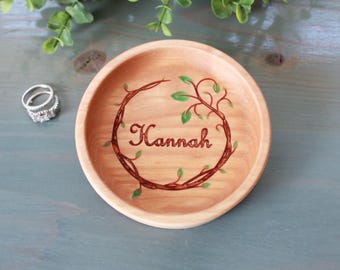 Personalized Ring Dish, Handcrafted Maple Wood Dish, Wedding Gift, Anniversary Gifts, Custom Engagement Ring Holder