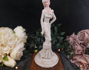 A. Belcari "Young Lady in Art Deco Dress" - 1985 Italian Ceramic Figurine - Signed