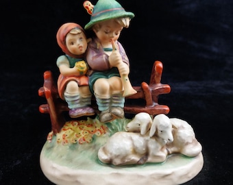 Goebel Figurine: "Eventide" Shepherd's Melody, West German Porcelain Folk Art