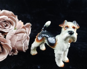 Vintage Goebel Wire Fox Terrier Figurine: 1970s West German Porcelain Dog