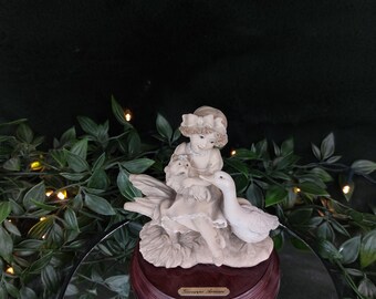 Giuseppe Armani Figurine: Girl with Dog & Goose, Florence Sculture d’Arte