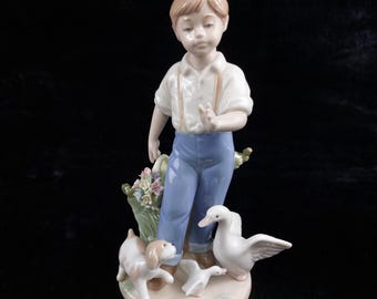 Rare Nadal Porcelain Figurine #2539 - "Boy with Ducks" (Valencia, Spain) - Mint Condition