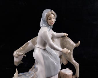 Rare Lladró "Milkmaid with Goat" - 1979 Spanish Porcelain Figurine - Vintage Collectible