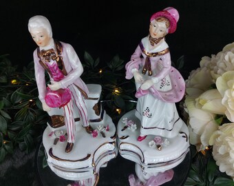 Charming Leonardo Collection Porcelain Couple Figurines, 6.75" Tall - Romantic Victorian Style