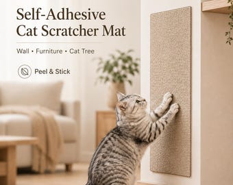 Self Adhesive Cat Scratching Mat, Wall Mounted Cat Scratcher Pad for Furniture and Cat Trees