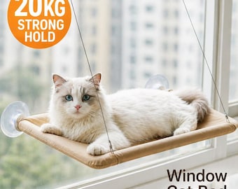 Percha para gatos para ventana, cama tipo hamaca con ventosas, asiento para gatos que ahorra espacio (soporta hasta 20 kg)