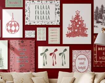 Trendy Christmas Wall Art Set, Holiday Poster Prints (Digital Download)