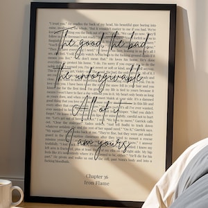 Fourth Wing Book Quote Print, Iron Flame, Rebecca Yarros, &#39;It&#39;s Been My Honor&#39;, Fourth Wing Quote, Book Lover, Xaden Quote, Digital Download