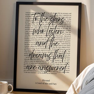 To the Stars Who Listen, Velaris Print, ACOTAR Prints, Bookish Art, Acotar Merch, Sarah J Maas Quote, Rhysand Quote Print, Digital Download