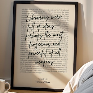 TOG, Libraries were full of ideas.. Throne of Glass, KOA, Aelin Galathynius, Sarah J Maas, Minimalistic Book Quote Print, Digital Download