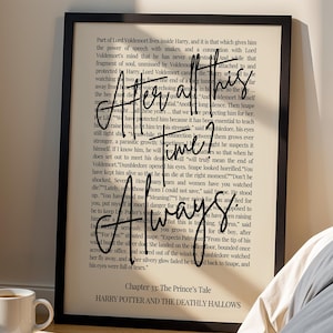 Arte de pared con cita de mago, After All This Time Always, decoración del hogar de Potterhead, póster tipográfico de Severus Snape, regalo encantador, amante de los libros