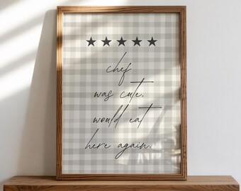 Vichy Chef was cute citation impression, affiche de typographie de cuisine neutre (téléchargement numérique)