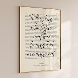 To the Stars Who Listen, Velaris Print, ACOTAR Prints, Bookish Art, Acotar Merch, Sarah J Maas Quote, Rhysand Quote Print, Digital Download