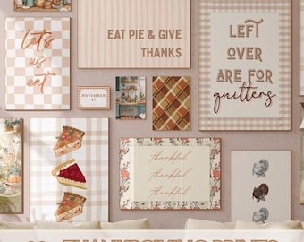 Thanksgiving Gallery Wall Art, Autumn Watercolor Prints (Digital Download)