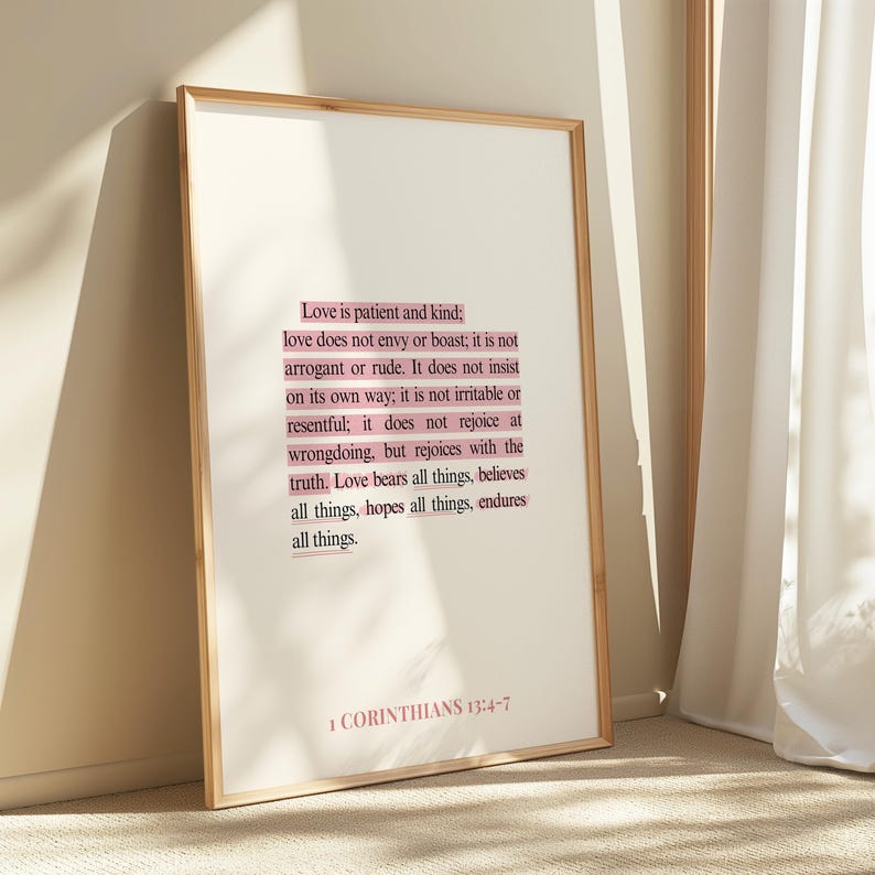 1 Corinthians 13 Scripture Wall Art, Christian Wedding Gift, Love is ...