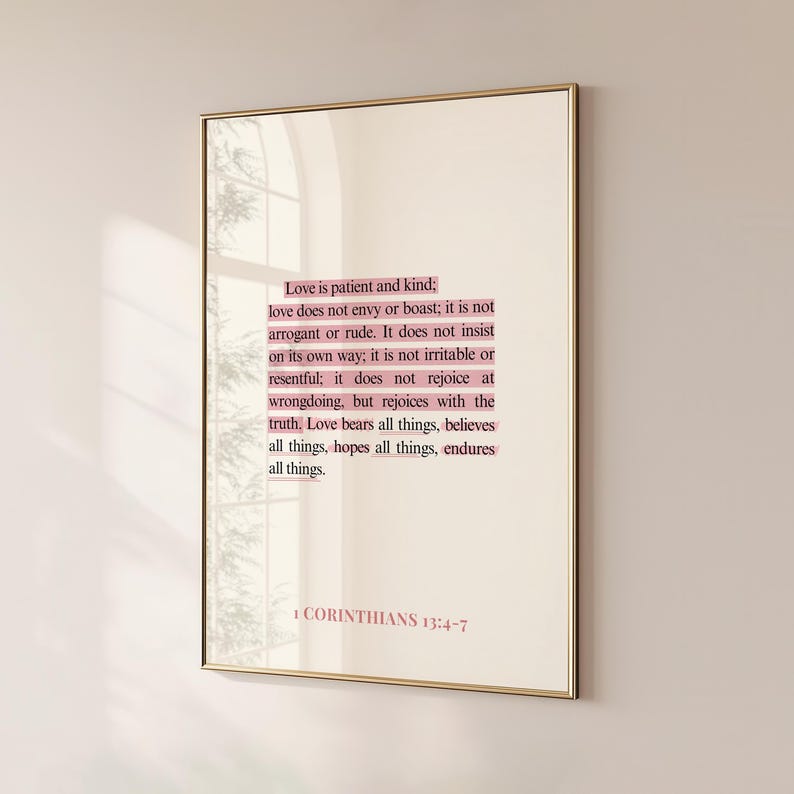 1 Corinthians 13 Scripture Wall Art, Christian Wedding Gift, Love is ...