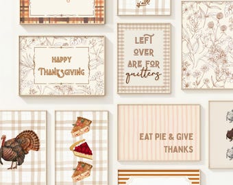 Thanksgiving Gallery Wall Art Set, Autumn Watercolor Decor (Digital Download)