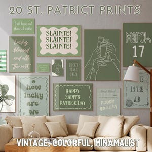 St Patricks Day Wall Art | St Patrick&#39;s Day Printable Wall Art | St. Patrick&#39;s Day Decor | Green Home Decor | St Patricks Day Coquette