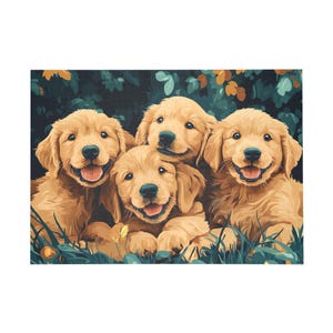 Golden Pup Pals Jigsaw Puzzle - Adorable Golden Retriever Puppies for Dog Lovers (252, 500, 1000-Piece)