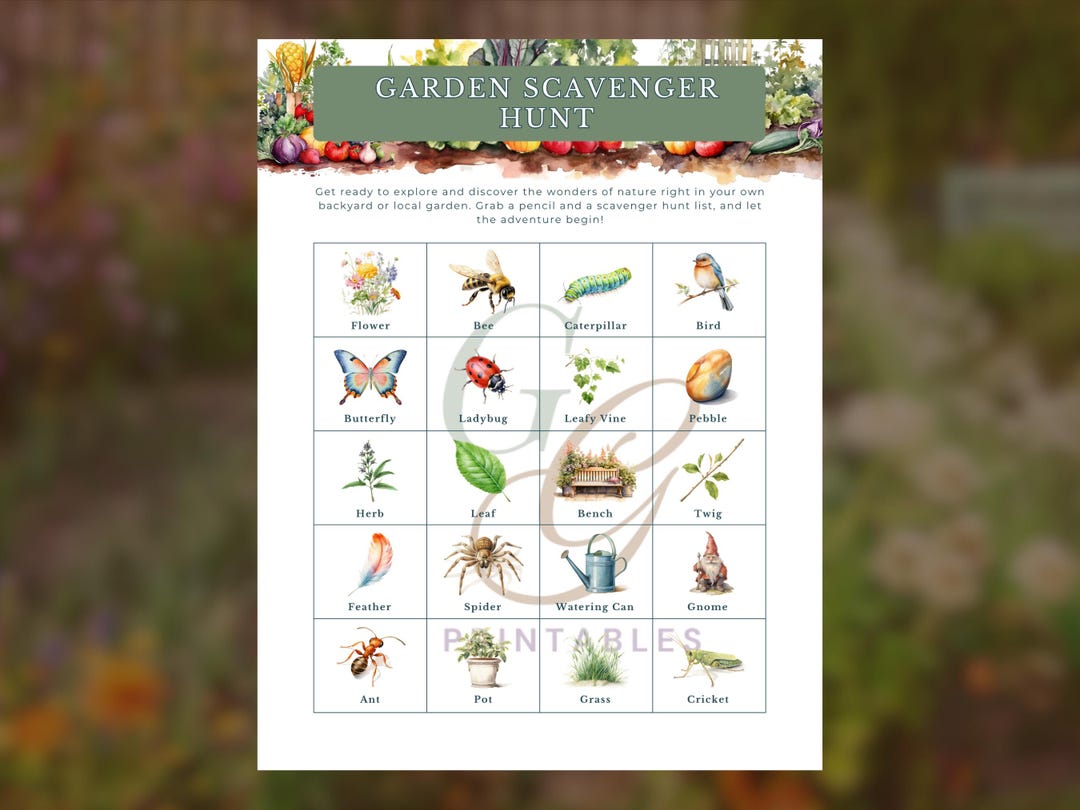 Garden Scavenger Hunt Printable for Kids - Educational Outdoor Game ...