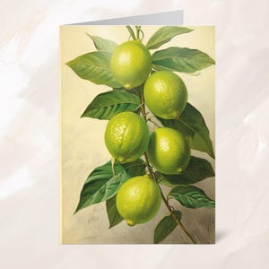 Cartão de agradecimento com limões, artigos de papelaria com frutas do jardim, cartão de agradecimento e gratidão