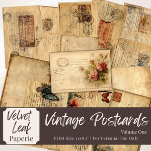 Vintage Postcards | Printable Collage Sheet Volume 1 | Junk Journal Supplies, Old Journaling Cards for Scrapbooking & Crafting, Set of  20,