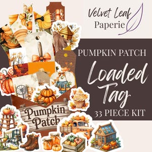 Pumpkin Patch Loaded Tag Kit - Digital Pocket Tag Printable Ephemera for Junk Journals & Cards