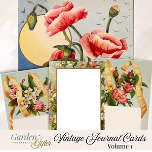 Cartes de journal floral vintage imprimables - Journal éphémères pour ordures ménagères en téléchargement numérique, feuille de collage pour scrapbooking 8,5 x 11 po. Vol. 1