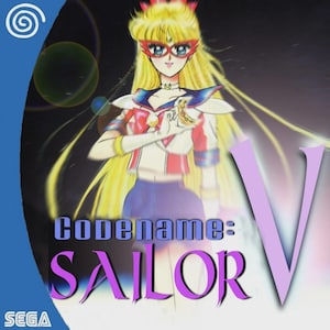 May include: Dreamcast video game case for Codename: Sailor V. The cover art features a blonde anime character in a sailor uniform with red and white accents. The title text is in purple and white.