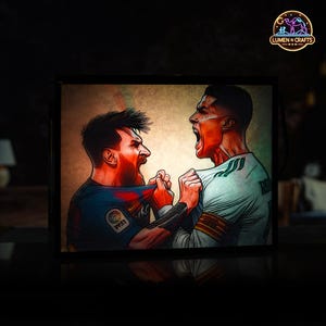 Messi & Ronaldo Lightbox | Sports Fan Gift | RGB Art Lamp