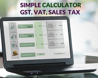 Sales Tax Calculator Spreadsheet: VAT, GST, Small Business Excel Template (Digital Download)