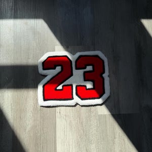 Red White & Black "23" Embroidered Patch | Area rug