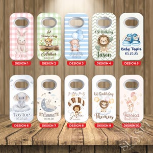 Personalized Baby Shower Bottle Opener Magnet, Custom Bottle Opener Fridge Magnet, Baptism, First Communion Favor, Wedding Party Favor Guest