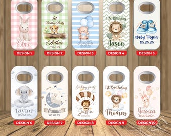 Personalized Baby Shower Bottle Opener Magnet, Custom Bottle Opener Fridge Magnet, Baptism, First Communion Favor, Wedding Party Favor Guest