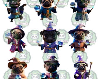 Zestaw projektów cyfrowych Wizard Pugs — magiczne, natychmiastowe pobranie!