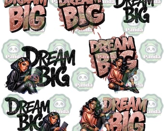 Dream Big- Inspirujący projekt cyfrowy – odważny brokat w czerni i różu! Natychmiastowe pobranie!