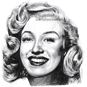 Marilyn Monroe pencil drawing art print