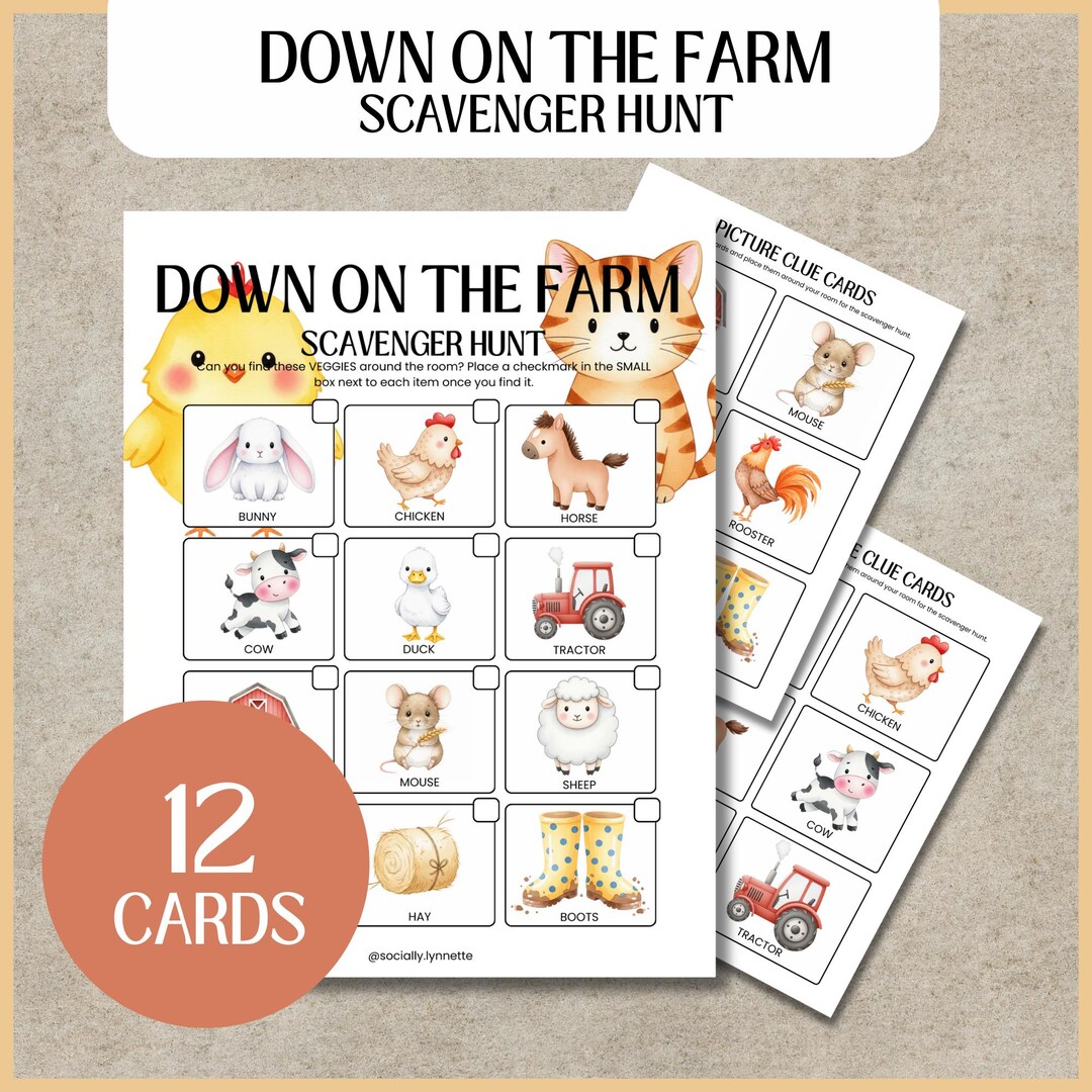 Farm Scavenger Hunt | Matching Game for Kids (PDF Printable) - Etsy Canada
