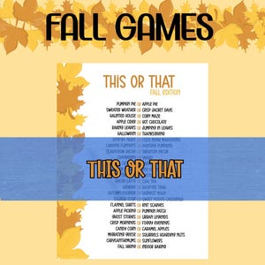 This or That Fall Game | Thanksgiving Game | Fall Games for Groups | Which Would you Rather | Digital Download
