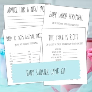 Baby Shower Games | Printable Games for a Baby Shower | The Price is Right | Baby Word Scramble | Animal Baby Match | Digital Download
