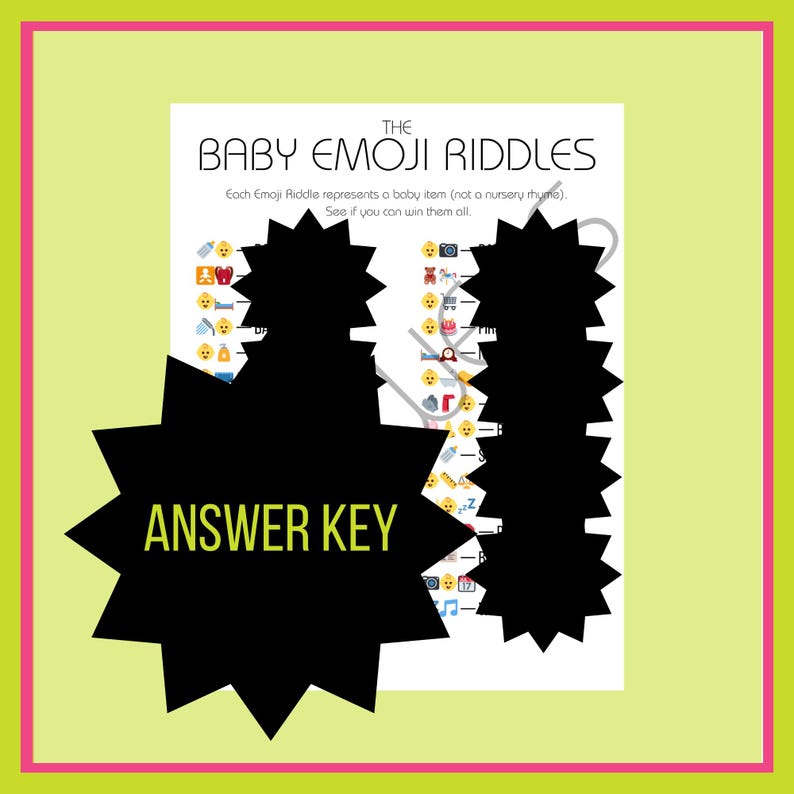 Baby Shower Emoji Game: 30 Printable Baby Item Riddles (instant ...
