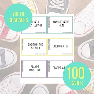 Youth Charades Game 100 Fun Prompts and Instructions | Printable Party Game for Kids & Teens | PDF Instant Download