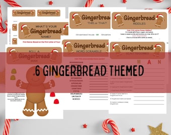 Gingerbread Christmas Games | Printable Family Activity Bundle (PDF Pattern)